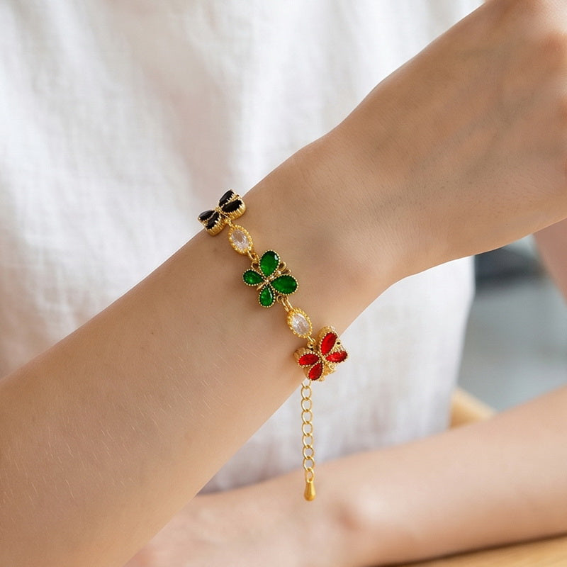 Electroplated Butterfly Bracelet For Women In 304 Stainless Steel With 18K Real Gold Plated PVD Coating 0.03µm Thickness