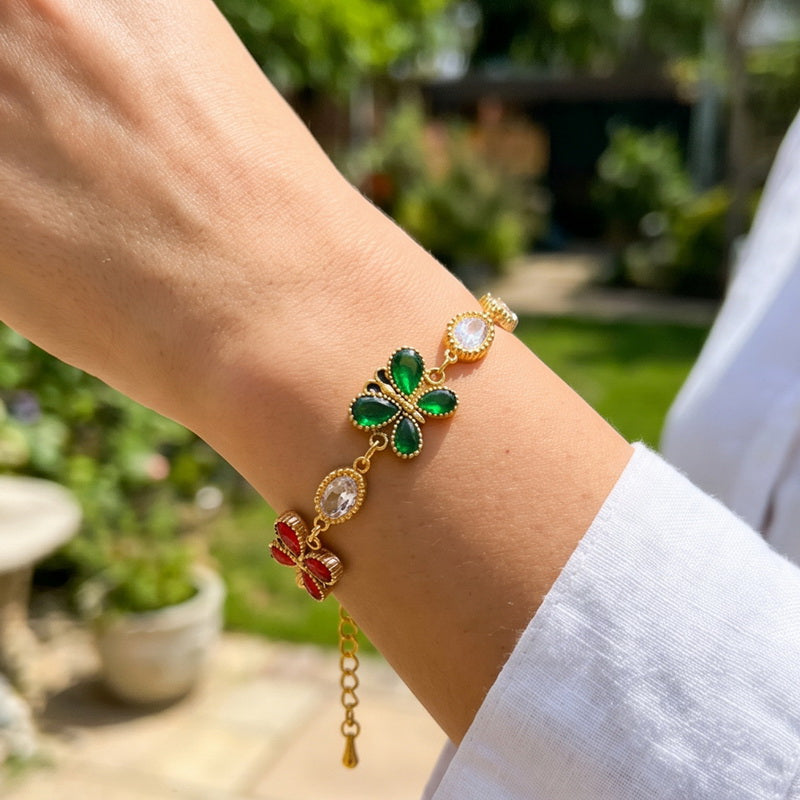 Electroplated Butterfly Bracelet For Women In 304 Stainless Steel With 18K Real Gold Plated PVD Coating 0.03µm Thickness