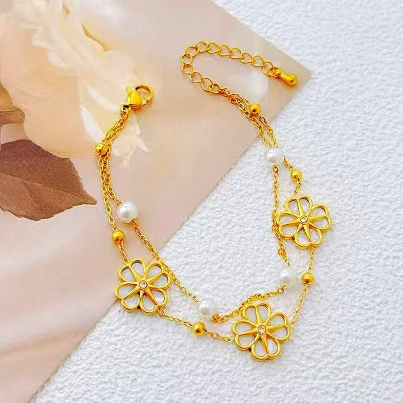 Electroplated Butterfly Bracelet For Women In 304 Stainless Steel With 18K Real Gold Plated PVD Coating 0.03µm Thickness