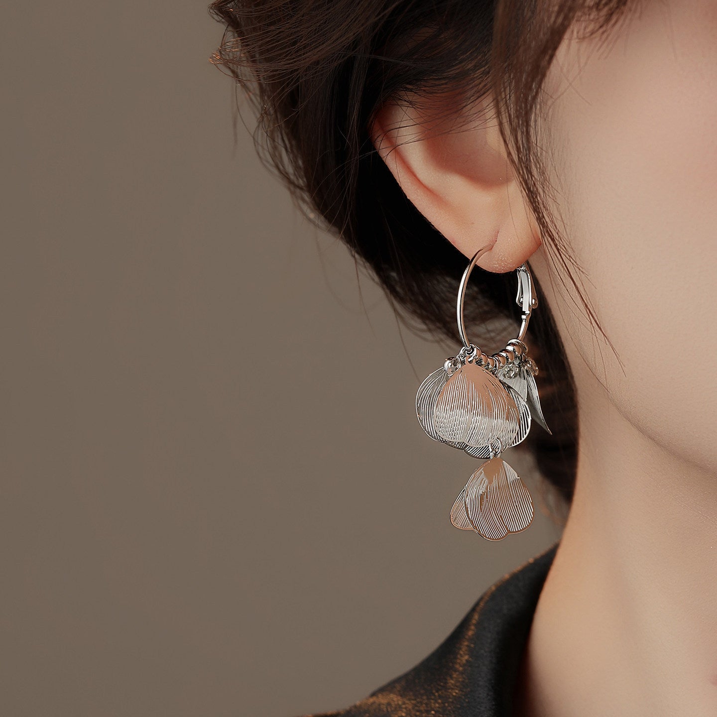 Ginkgo Leaf Earrings For Women Featuring Real Gold Plated Design With Copper Ear Pins