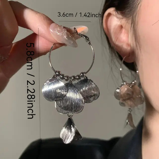 Ginkgo Leaf Earrings For Women Featuring Real Gold Plated Design With Copper Ear Pins
