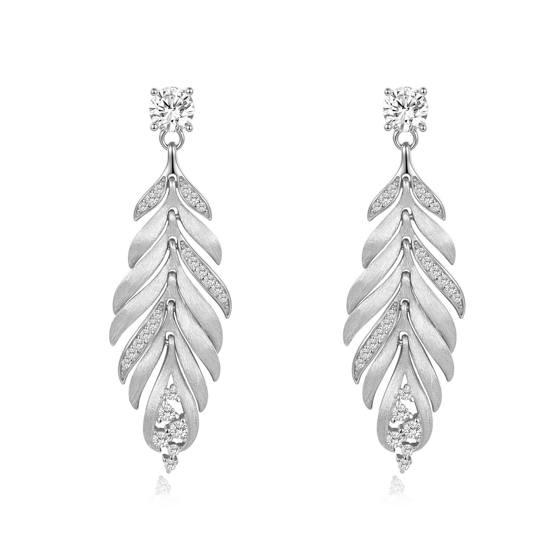 Leaves Tassel Drop Earrings For Women In Gold Featuring 925 Sterling Silver With Moissanite Inlay