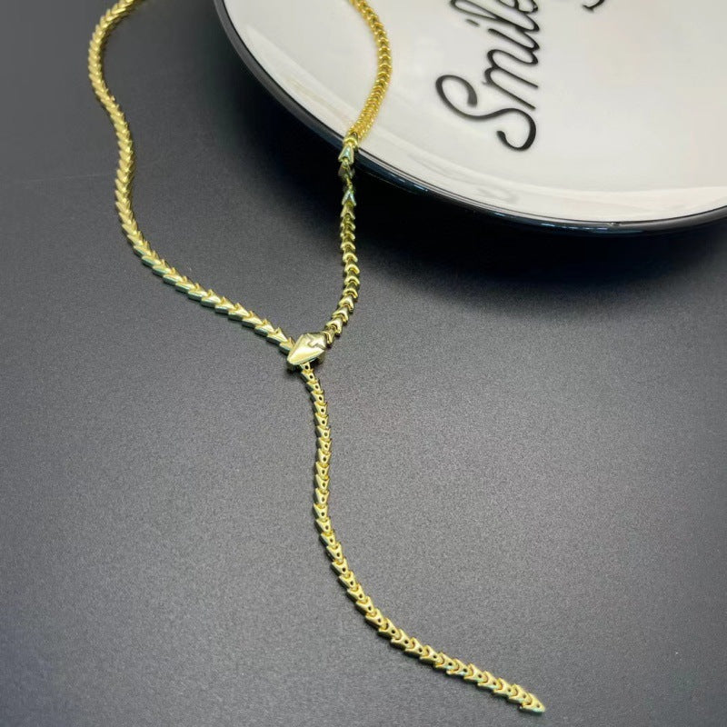 Gold Snake Necklace For Women Featuring 925 Sterling Silver Pendant On A Snake Chain