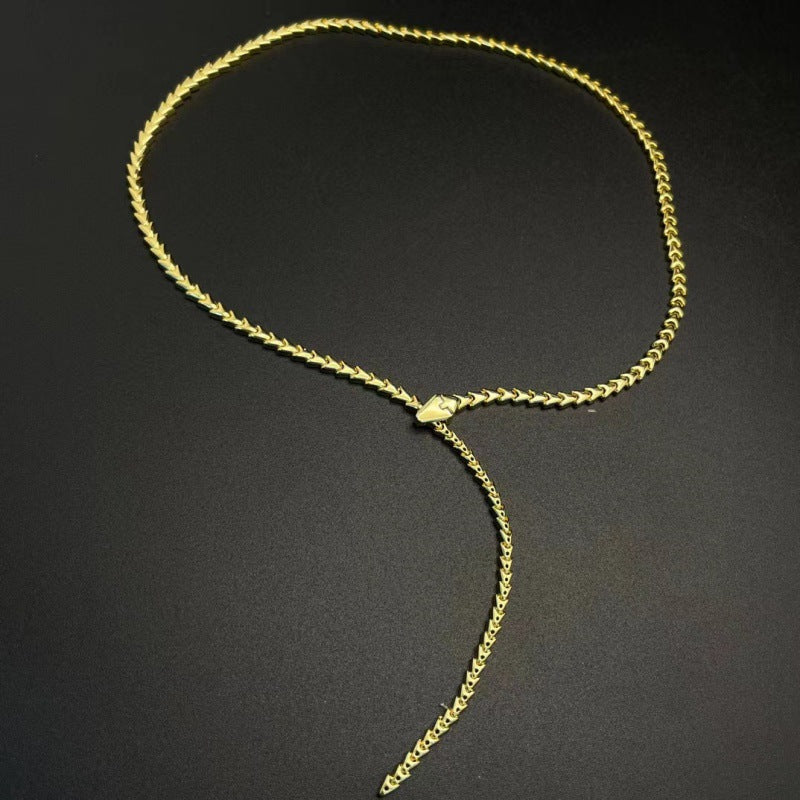 Gold Snake Necklace For Women Featuring 925 Sterling Silver Pendant On A Snake Chain
