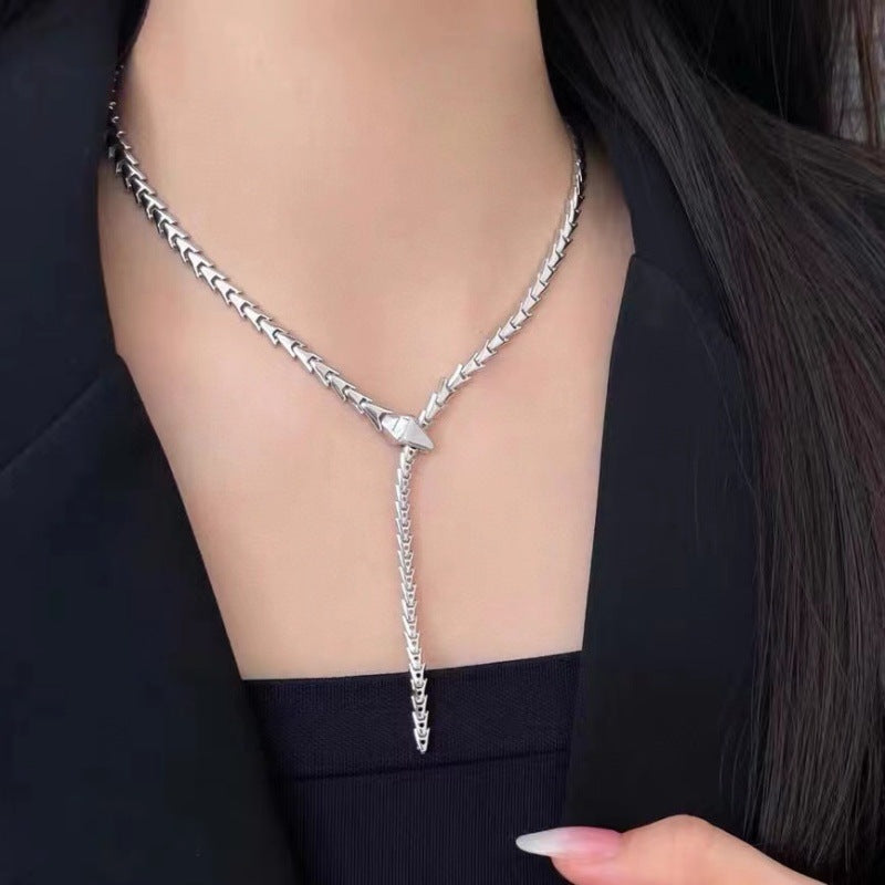 Gold Snake Necklace For Women Featuring 925 Sterling Silver Pendant On A Snake Chain