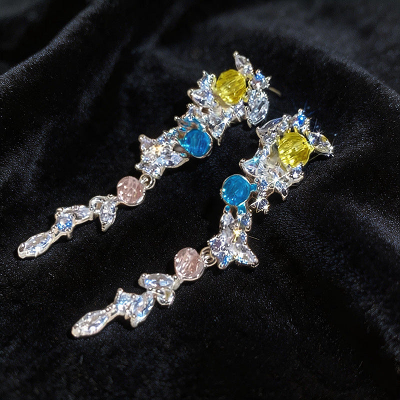 Leaves Earrings For Women In Silver Copper With Zircon Inlay Featuring 304 Stainless Steel Ear Pins