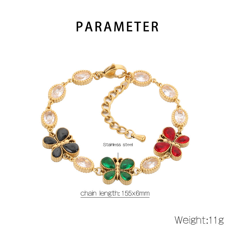 Electroplated Butterfly Bracelet For Women In 304 Stainless Steel With 18K Real Gold Plated PVD Coating 0.03µm Thickness