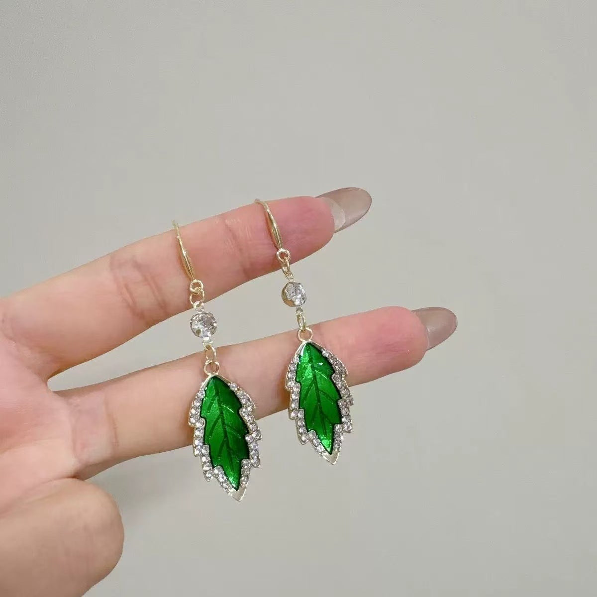 Leaves Earrings For Women In Green, Electroplated Alloy With Zinc Alloy Ear Pins
