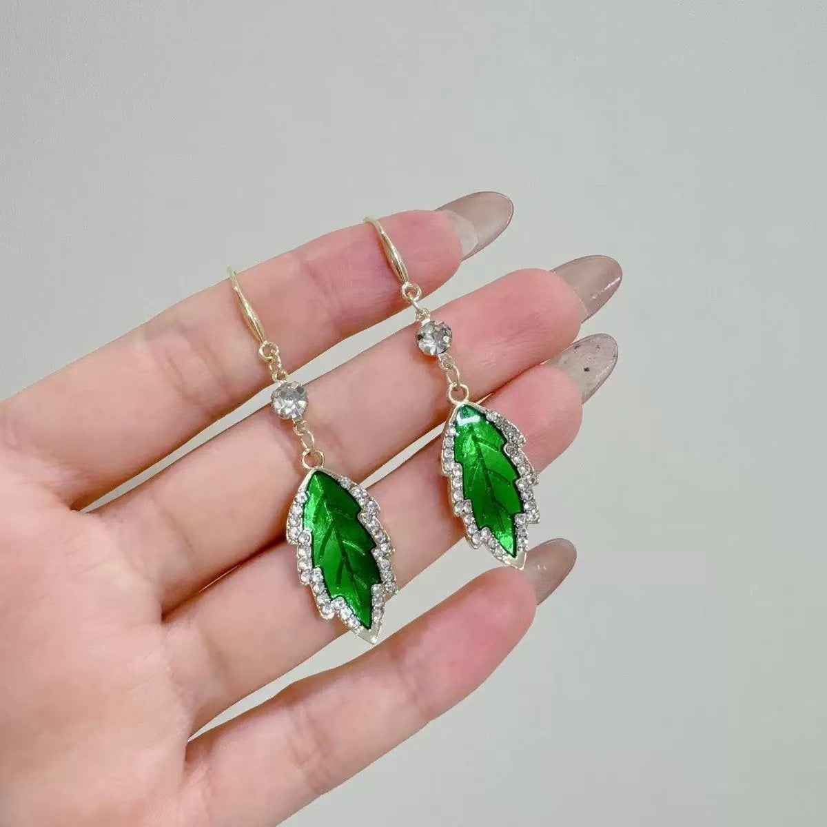 Leaves Earrings For Women In Green, Electroplated Alloy With Zinc Alloy Ear Pins