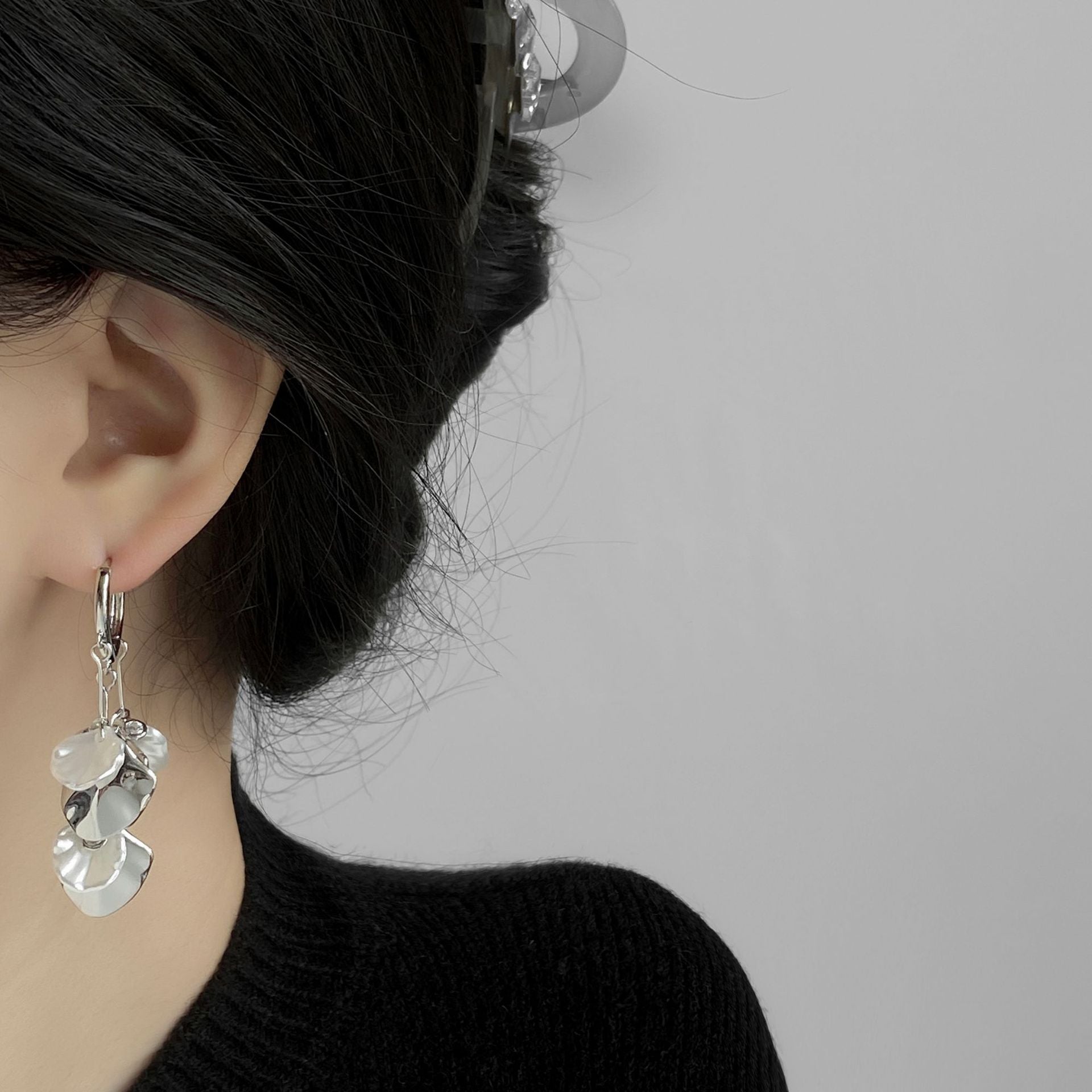 Elaborate Gold Leaves Earrings For Women With Copper Ear Pins And Acrylic Inlay Material