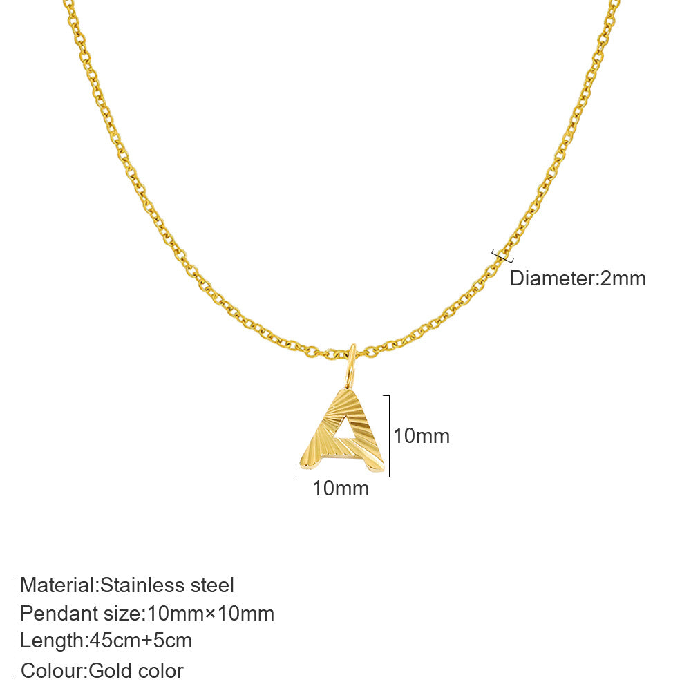 Gold Letter Pendant Necklace For Women In 304 Stainless Steel Featuring Electroplated 14K Real Gold Plated Finish