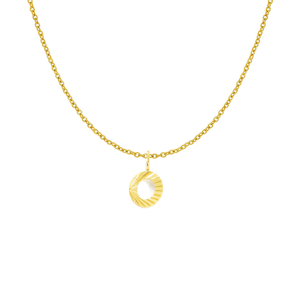 Gold Letter Pendant Necklace For Women In 304 Stainless Steel Featuring Electroplated 14K Real Gold Plated Finish