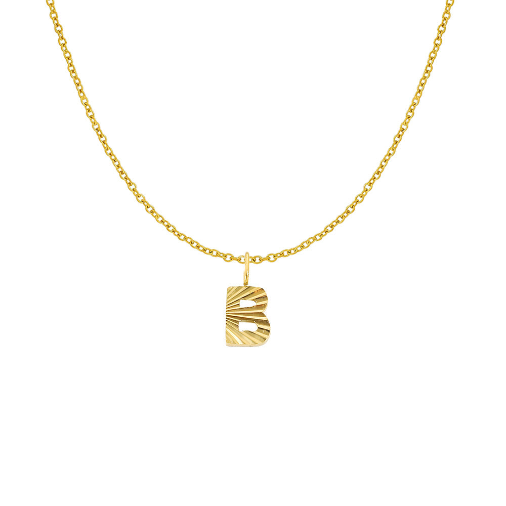 Gold Letter Pendant Necklace For Women In 304 Stainless Steel Featuring Electroplated 14K Real Gold Plated Finish