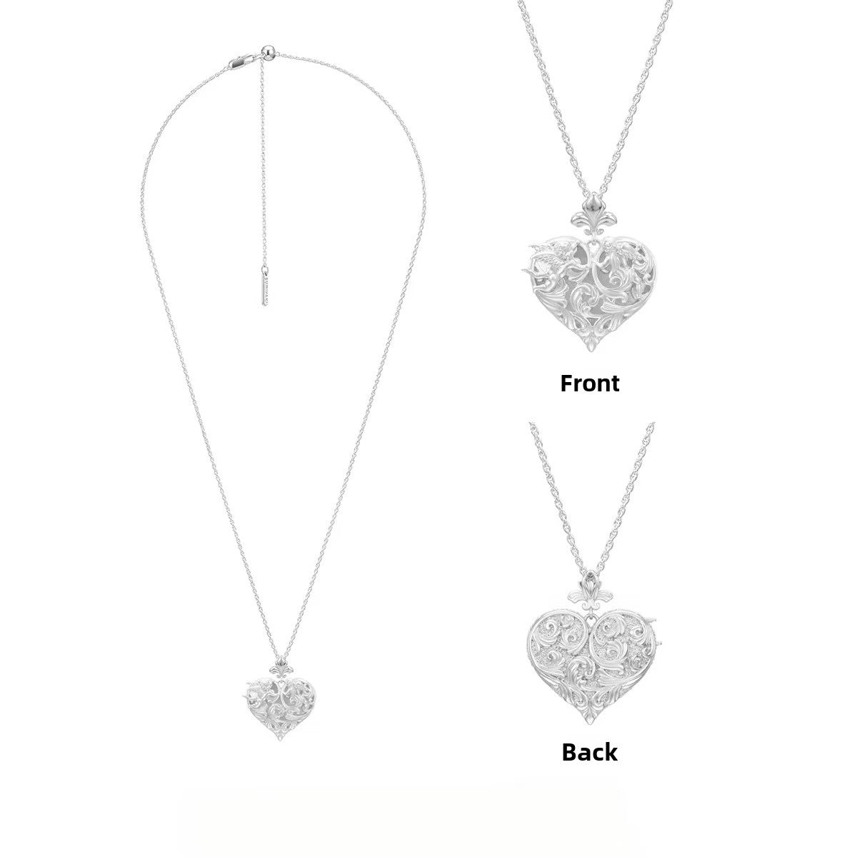 Heart Shape Carving Choker Necklace For Women In Coffee Color With Real Gold Plated Brass And Slider Chain