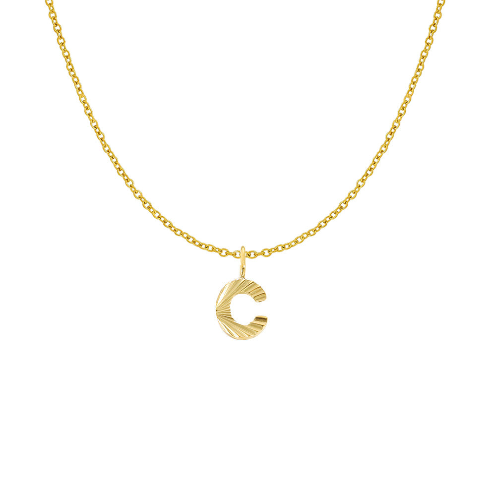 Gold Letter Pendant Necklace For Women In 304 Stainless Steel Featuring Electroplated 14K Real Gold Plated Finish