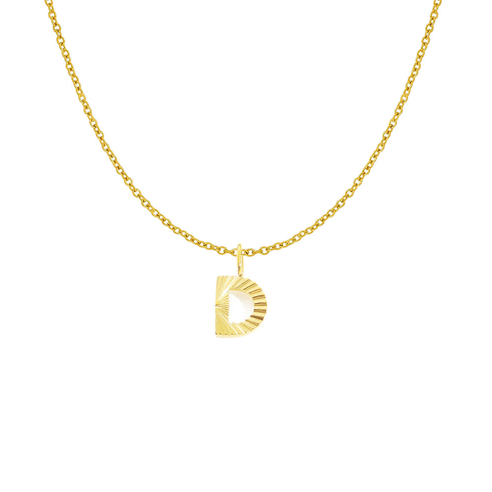 Gold Letter Pendant Necklace For Women In 304 Stainless Steel Featuring Electroplated 14K Real Gold Plated Finish