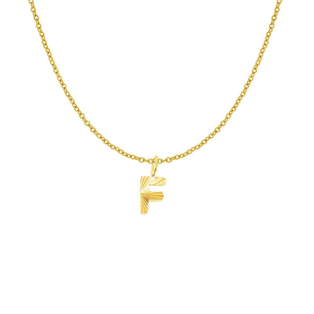 Gold Letter Pendant Necklace For Women In 304 Stainless Steel Featuring Electroplated 14K Real Gold Plated Finish