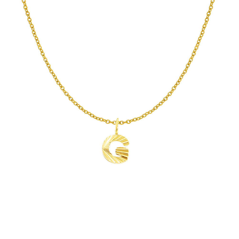 Gold Letter Pendant Necklace For Women In 304 Stainless Steel Featuring Electroplated 14K Real Gold Plated Finish