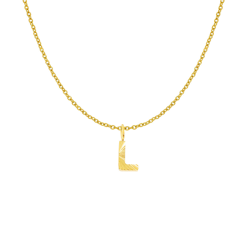Gold Letter Pendant Necklace For Women In 304 Stainless Steel Featuring Electroplated 14K Real Gold Plated Finish