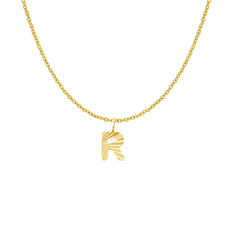 Gold Letter Pendant Necklace For Women In 304 Stainless Steel Featuring Electroplated 14K Real Gold Plated Finish