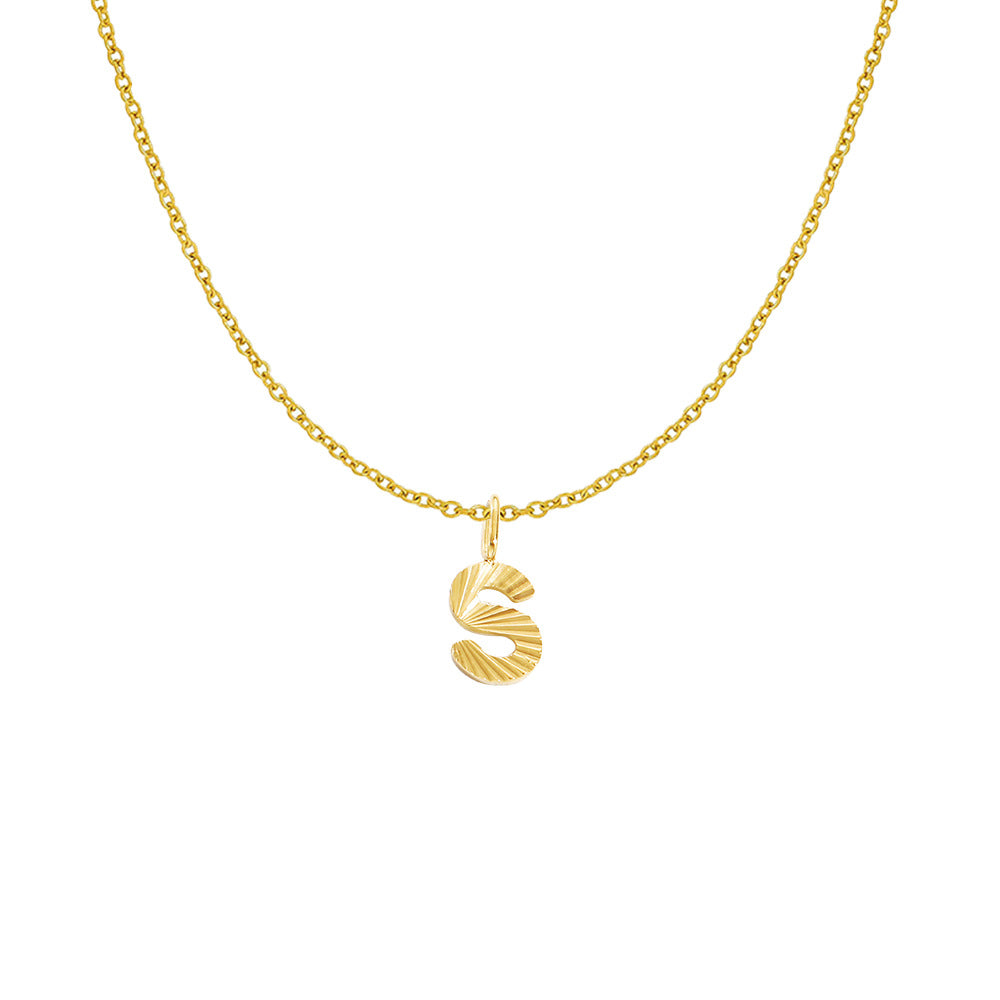 Gold Letter Pendant Necklace For Women In 304 Stainless Steel Featuring Electroplated 14K Real Gold Plated Finish