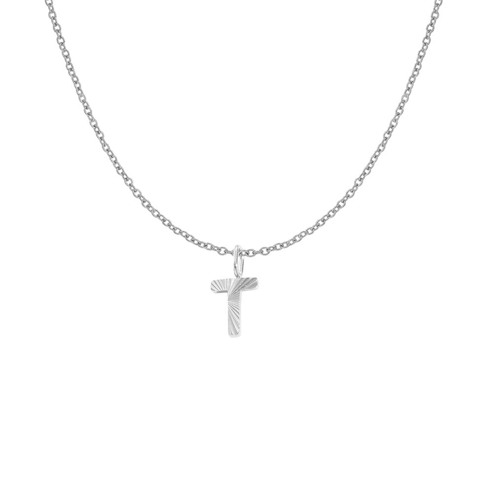 Gold Letter Pendant Necklace For Women In 304 Stainless Steel Featuring Electroplated 14K Real Gold Plated Finish