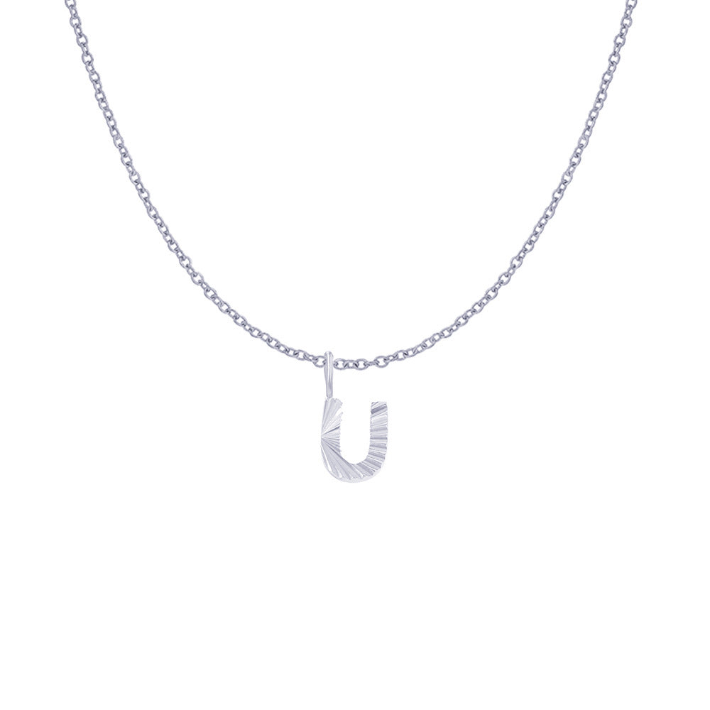 Gold Letter Pendant Necklace For Women In 304 Stainless Steel Featuring Electroplated 14K Real Gold Plated Finish