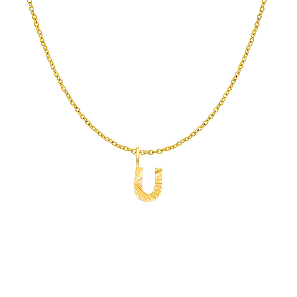 Gold Letter Pendant Necklace For Women In 304 Stainless Steel Featuring Electroplated 14K Real Gold Plated Finish