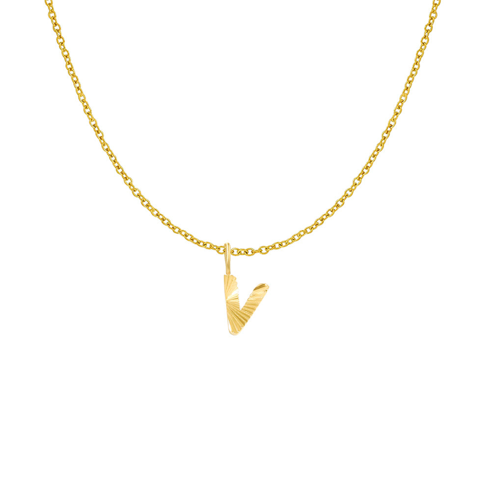 Gold Letter Pendant Necklace For Women In 304 Stainless Steel Featuring Electroplated 14K Real Gold Plated Finish
