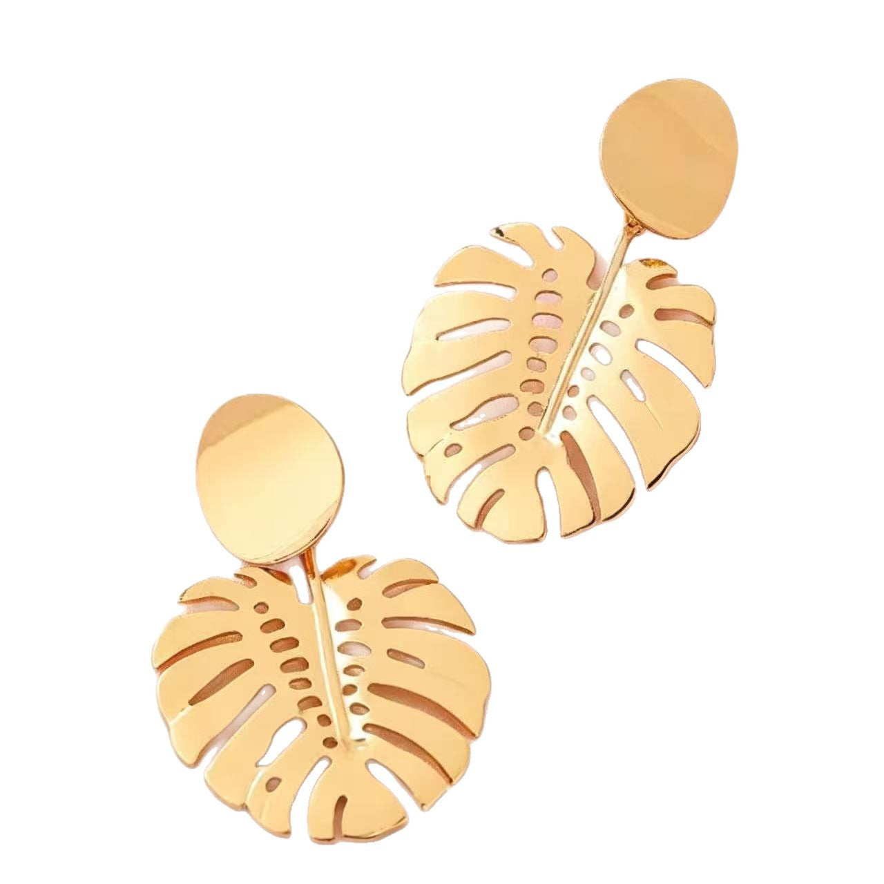 Exaggerated Leaves Stud Earrings For Women With Alloy Design And 304 Stainless Steel Ear Pins