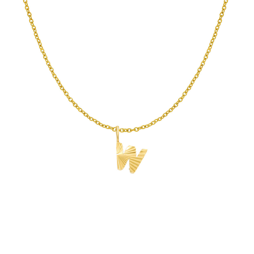 Gold Letter Pendant Necklace For Women In 304 Stainless Steel Featuring Electroplated 14K Real Gold Plated Finish
