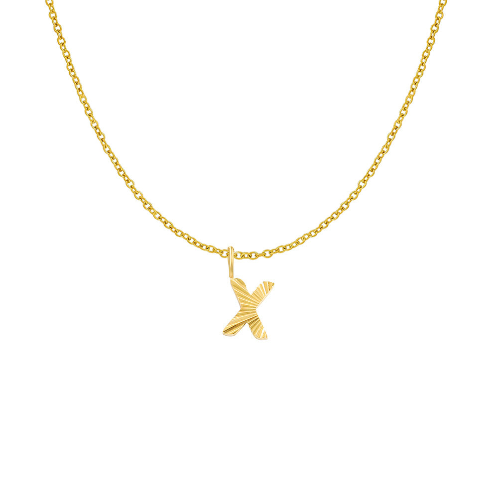 Gold Letter Pendant Necklace For Women In 304 Stainless Steel Featuring Electroplated 14K Real Gold Plated Finish