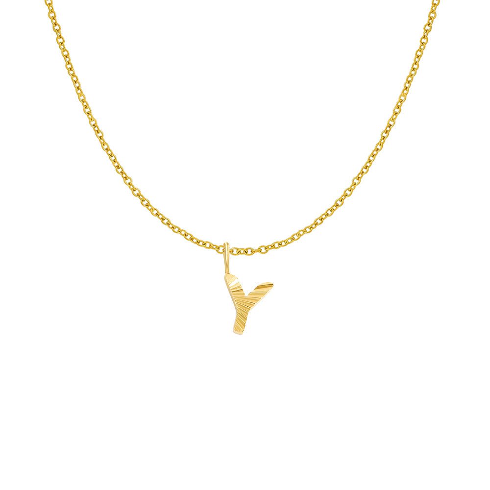 Gold Letter Pendant Necklace For Women In 304 Stainless Steel Featuring Electroplated 14K Real Gold Plated Finish