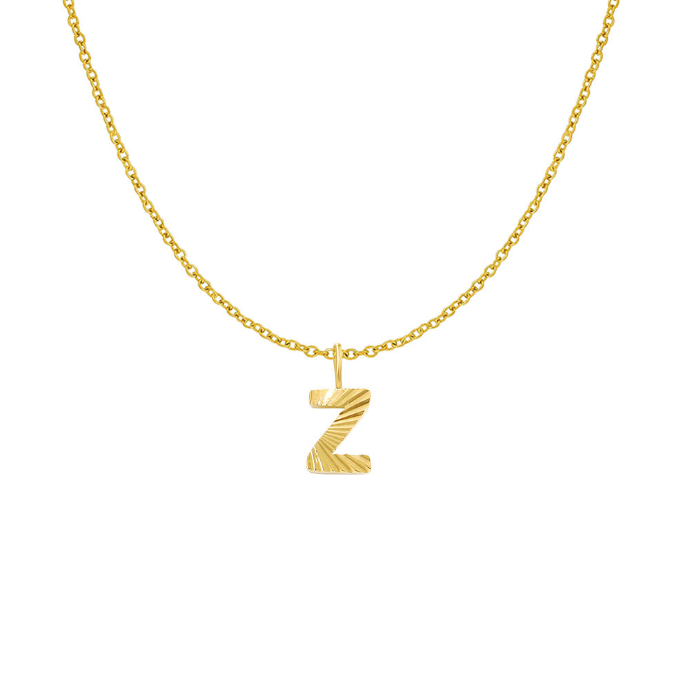 Gold Letter Pendant Necklace For Women In 304 Stainless Steel Featuring Electroplated 14K Real Gold Plated Finish