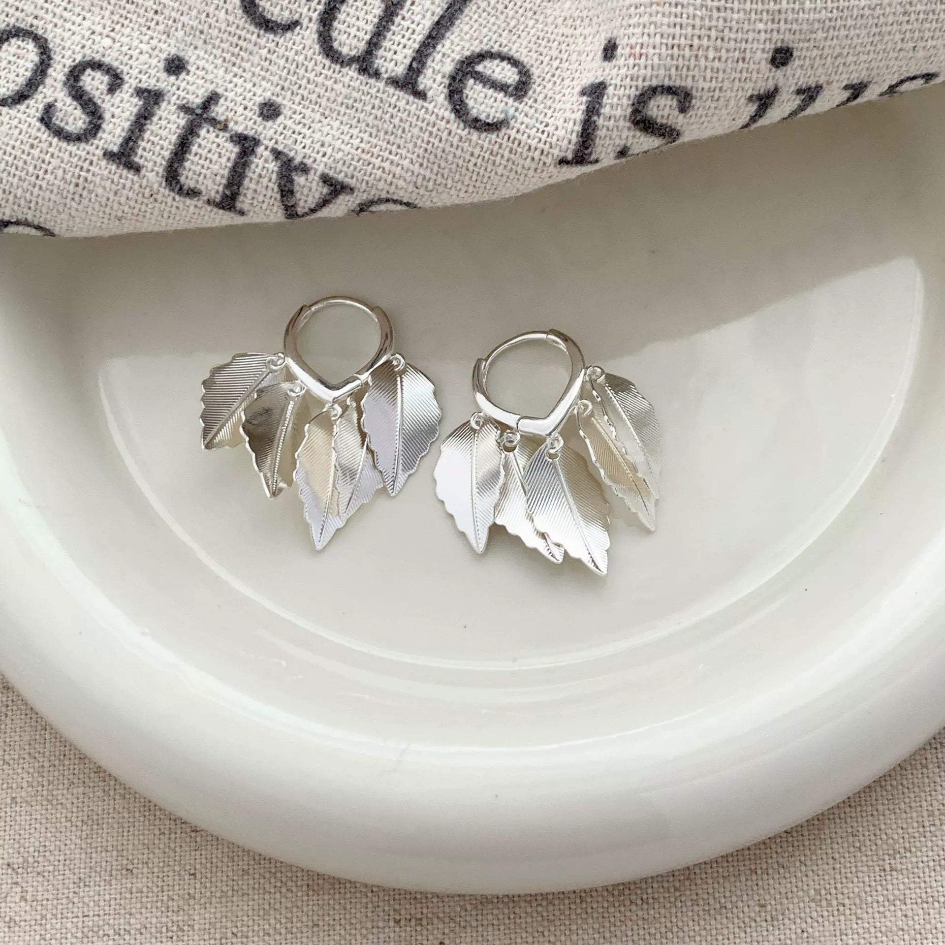 Real Gold Plated Copper Tassel Leaves Drop Earrings In Sweet Style For Women