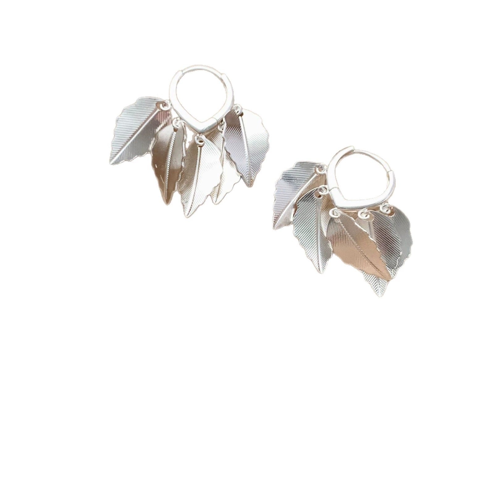 Real Gold Plated Copper Tassel Leaves Drop Earrings In Sweet Style For Women