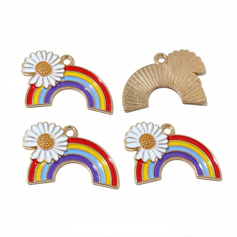 Flowers Alloy Pendant With Enamel Craft, French Style Jewelry Accessories In Colour
