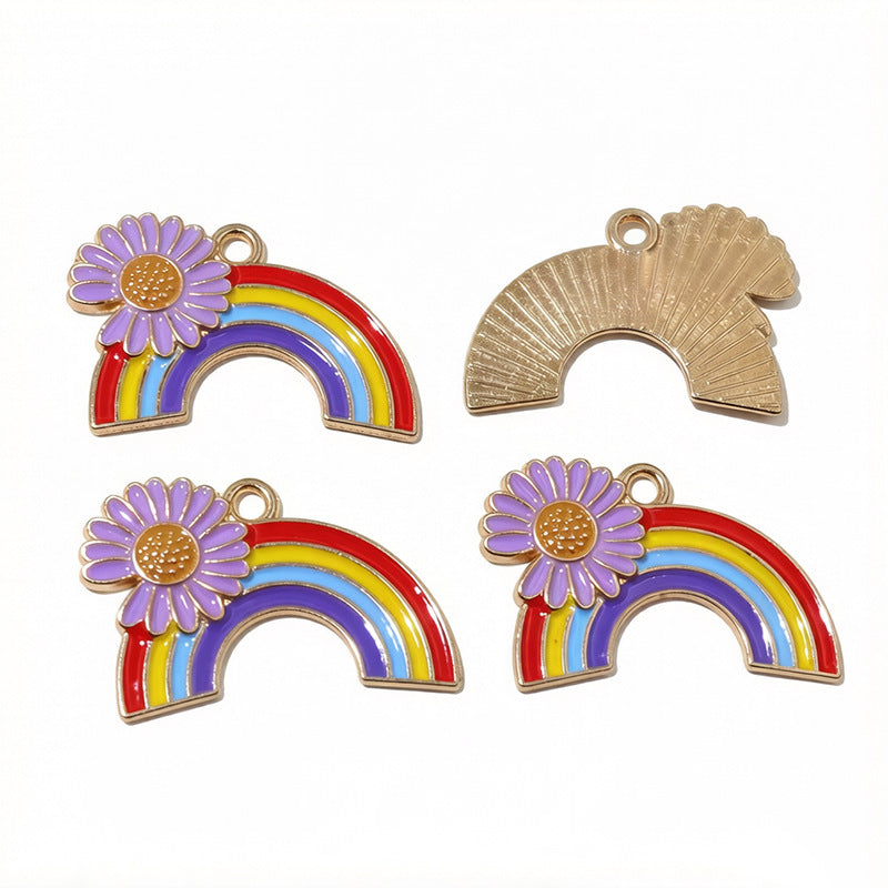 Flowers Alloy Pendant With Enamel Craft, French Style Jewelry Accessories In Colour