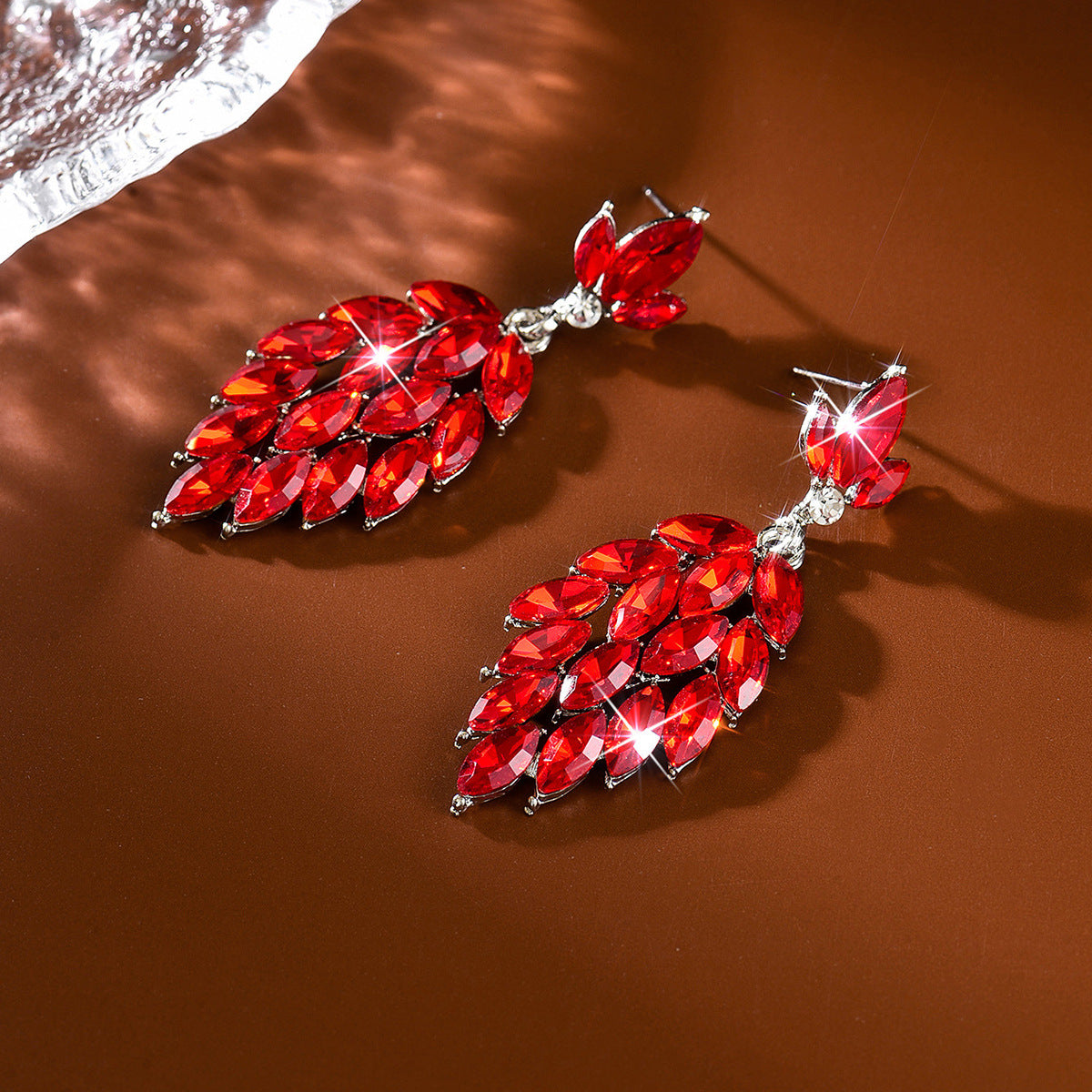 Leaves Tassel Earrings For Women Featuring Silver Zinc Alloy With Rhinestones And 304 Stainless Steel Ear Pins
