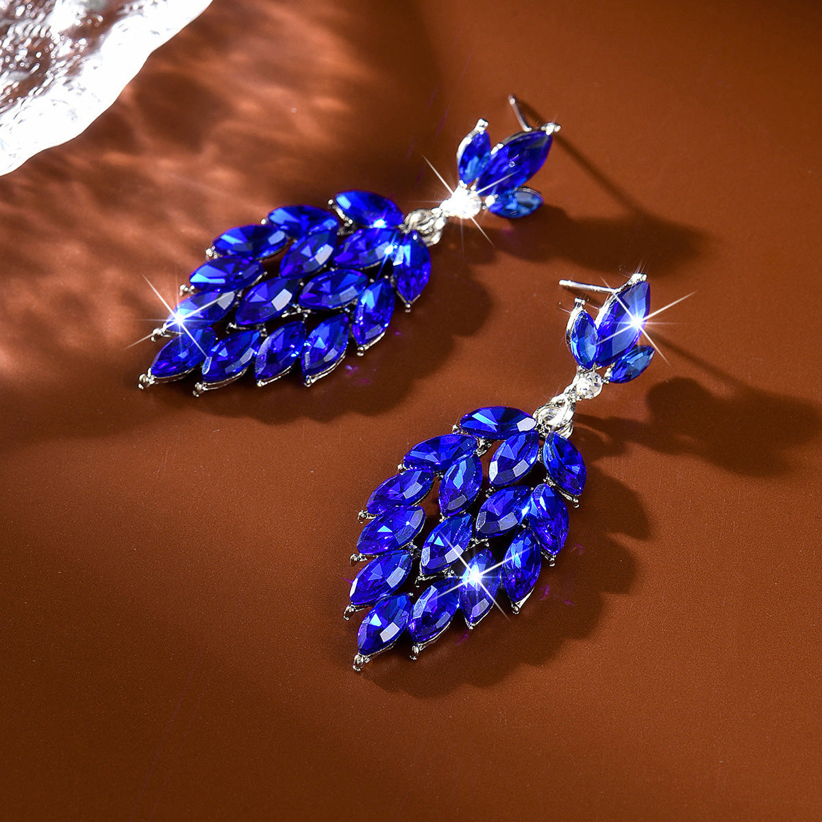 Leaves Tassel Earrings For Women Featuring Silver Zinc Alloy With Rhinestones And 304 Stainless Steel Ear Pins
