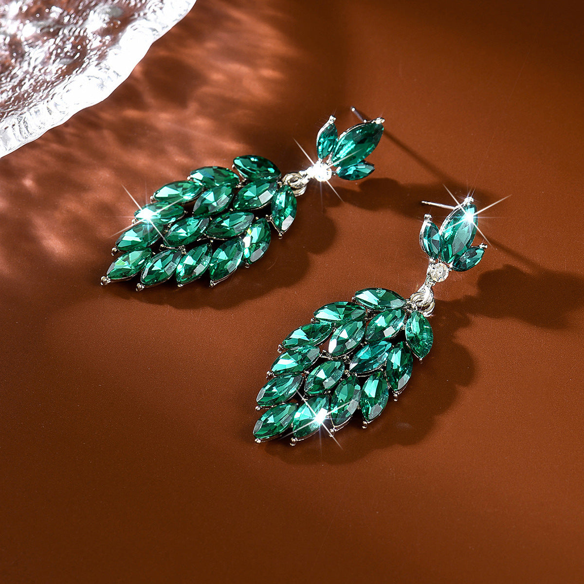 Leaves Tassel Earrings For Women Featuring Silver Zinc Alloy With Rhinestones And 304 Stainless Steel Ear Pins