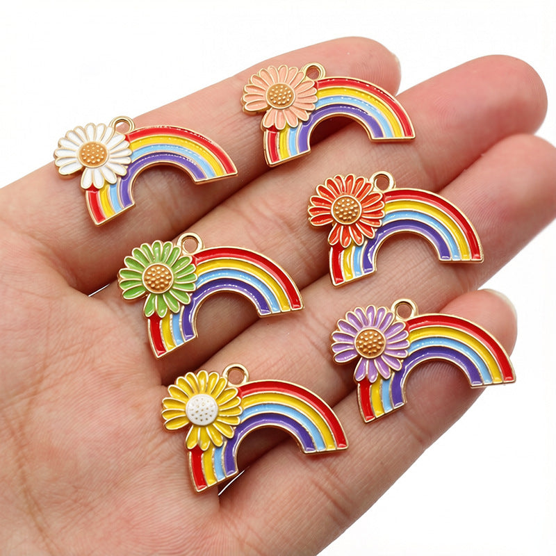 Flowers Alloy Pendant With Enamel Craft, French Style Jewelry Accessories In Colour
