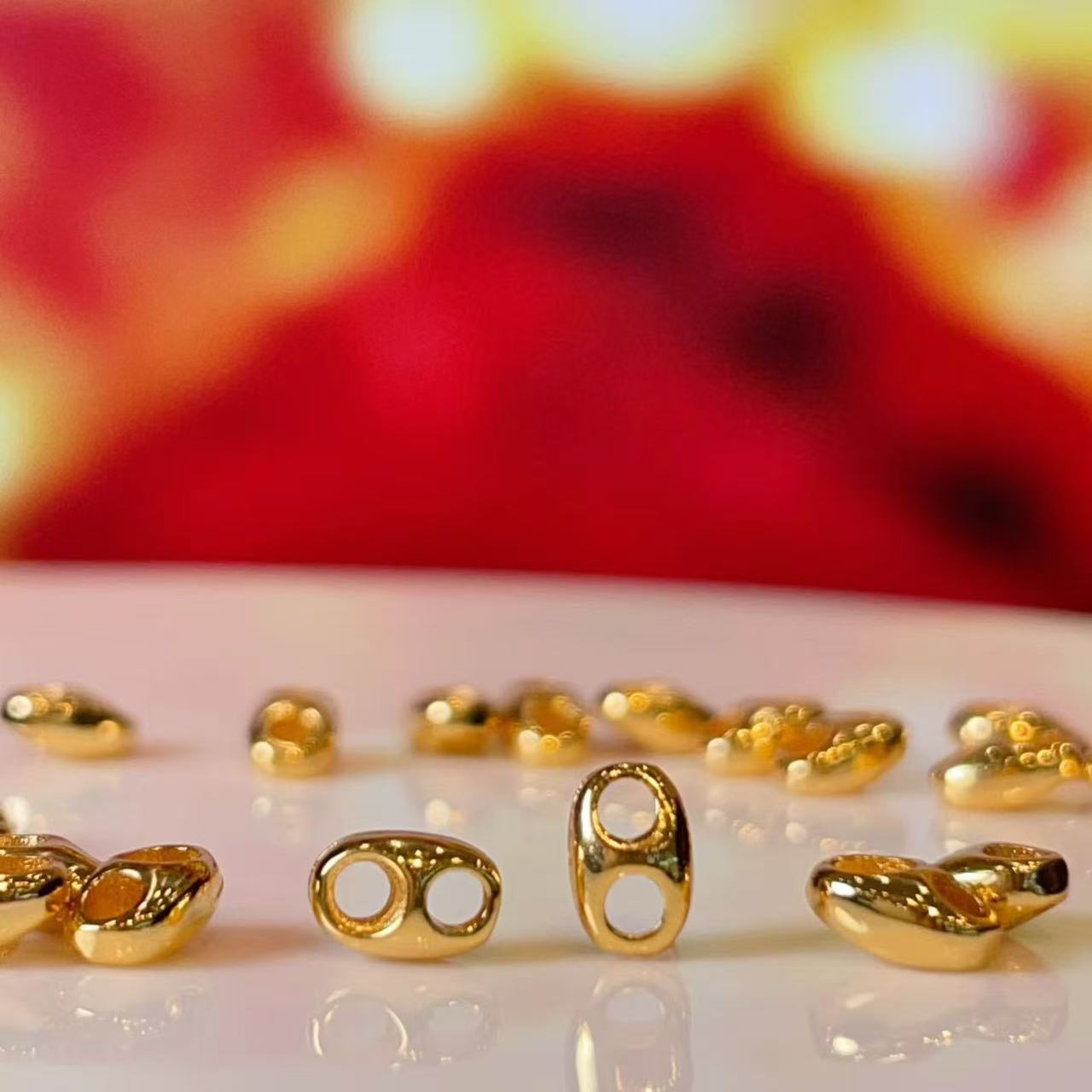 Handmade Polished Copper Chain Jewelry Accessory With 24K Real Gold Plated Electroplated Finish In Gold