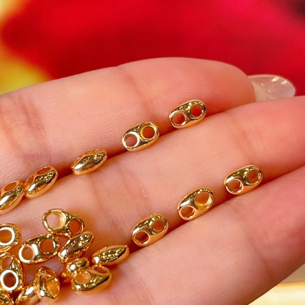Handmade Polished Copper Chain Jewelry Accessory With 24K Real Gold Plated Electroplated Finish In Gold