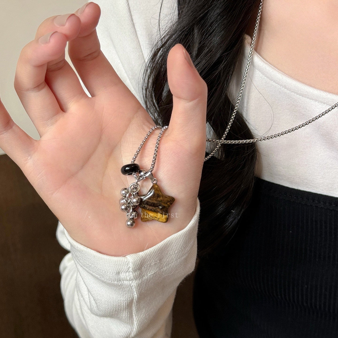 Ocean Silver Bohemian Sweater Chain Necklace For Women With Leather Rope Chain And Alloy Pendant