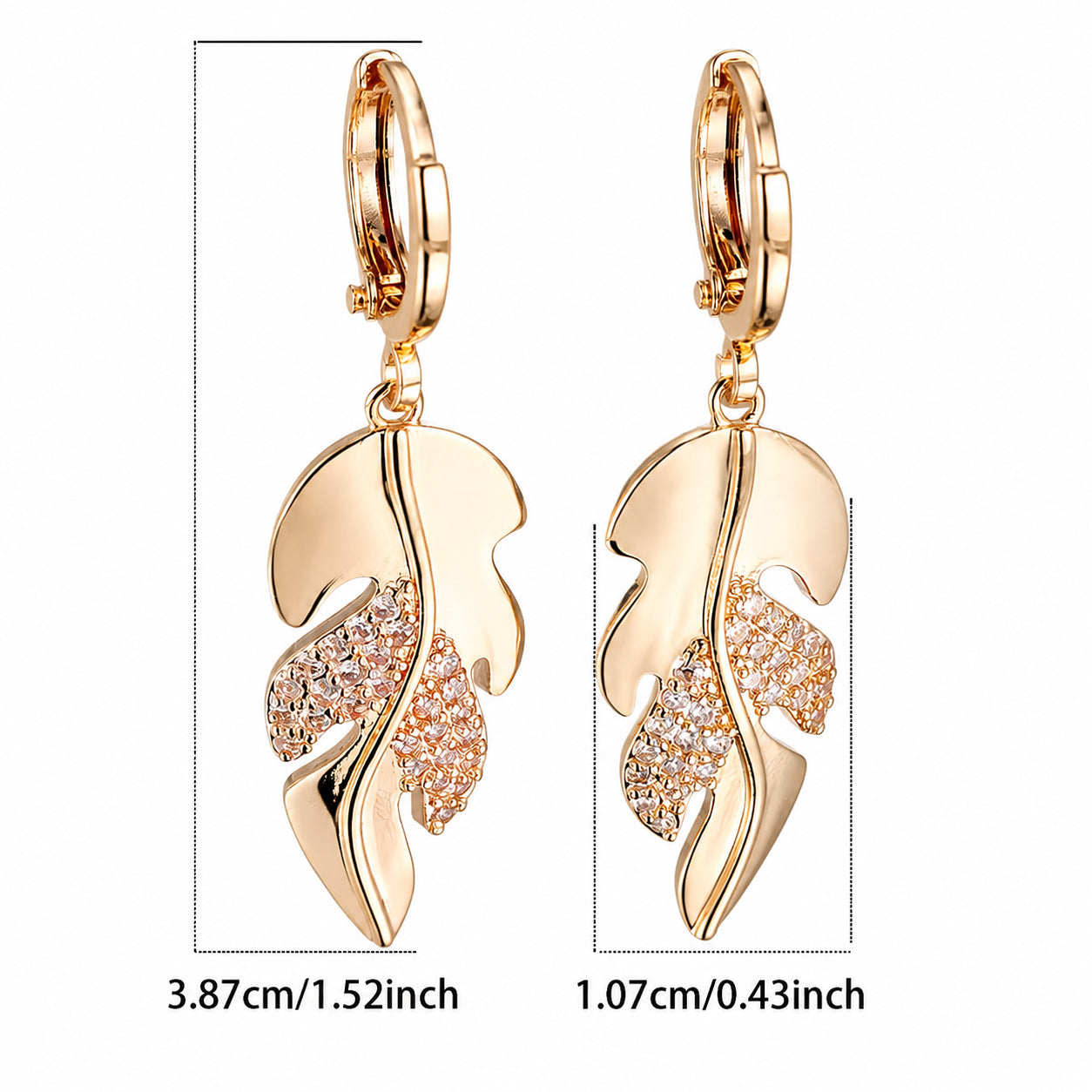 Leaves Earrings For Women Featuring Copper Ear Pins And Zircon Inlay