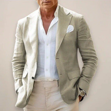 Men's British Style Single Breasted Blazer With Printing On Polyester Fabric