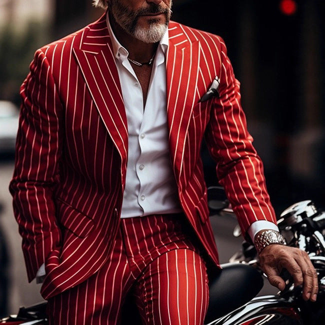 Men's British Style Single Breasted Blazer With Printing On Polyester Fabric