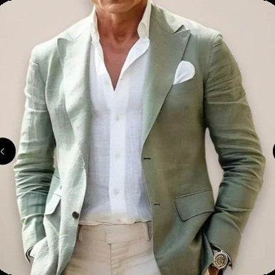 Men's British Style Single Breasted Blazer With Printing On Polyester Fabric