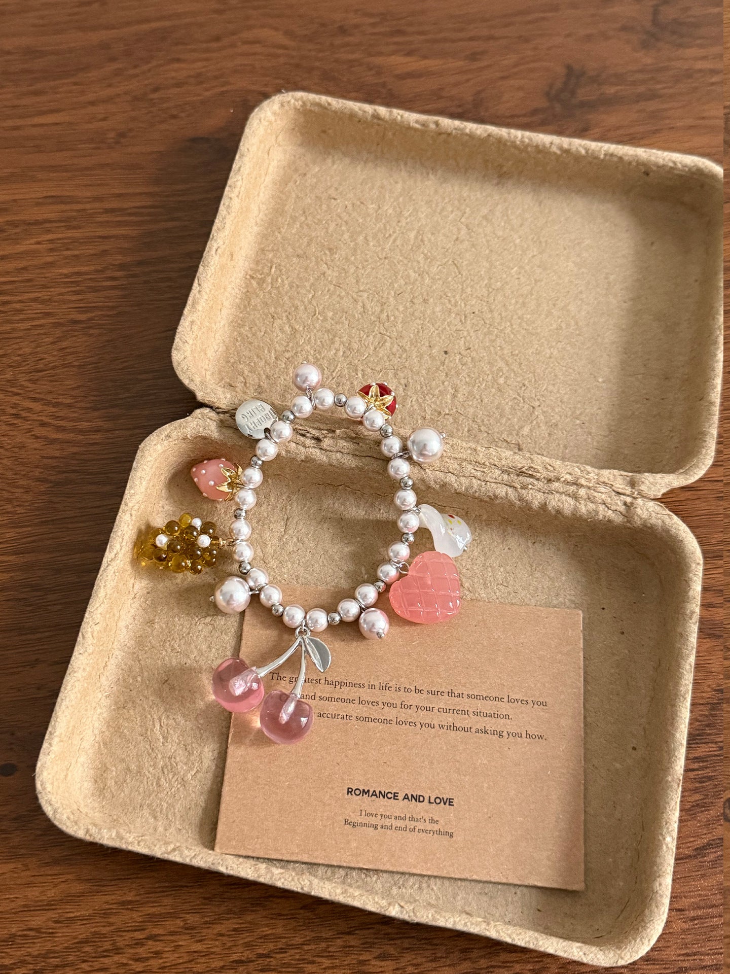 Cherry Beading Bracelets For Women In Sweet Style With Natural Pink Beading Material